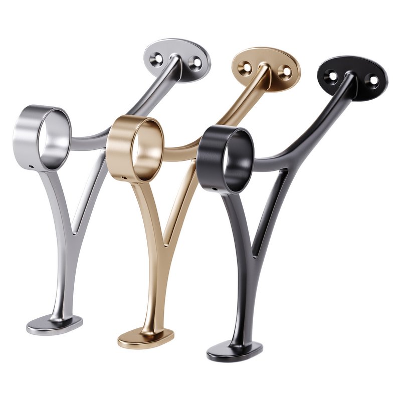 Polished Solid Brass Wall Mount Bar Bracket for Hanging Rail - Image 1