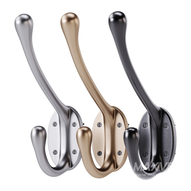 Wrought Iron Double Hook Black for Coats Towels Robes - Image 3