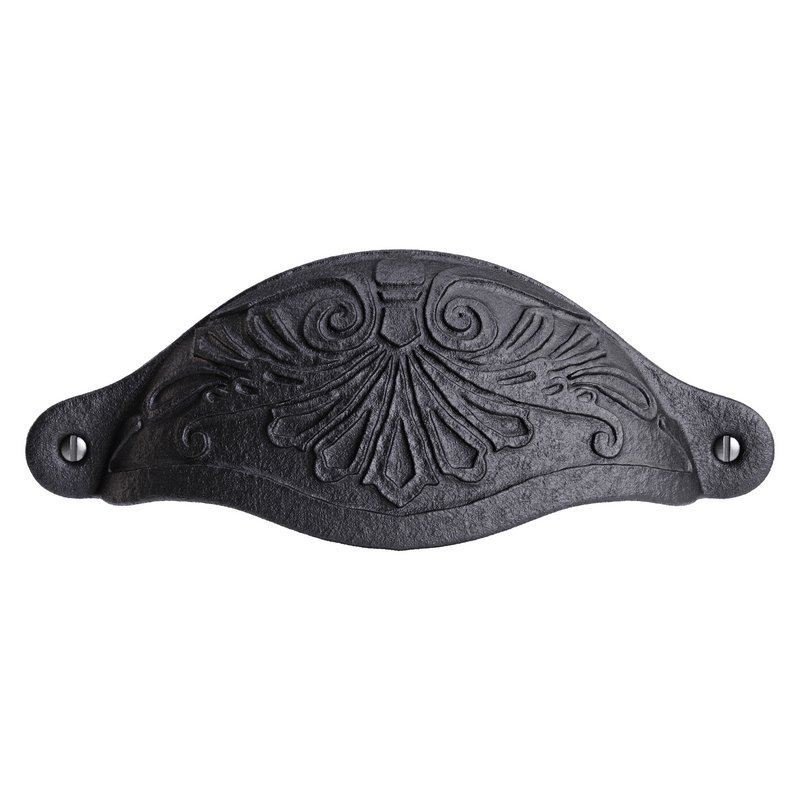 Cabinet or Drawer Bin Pull Black Iron Cup - Image 2