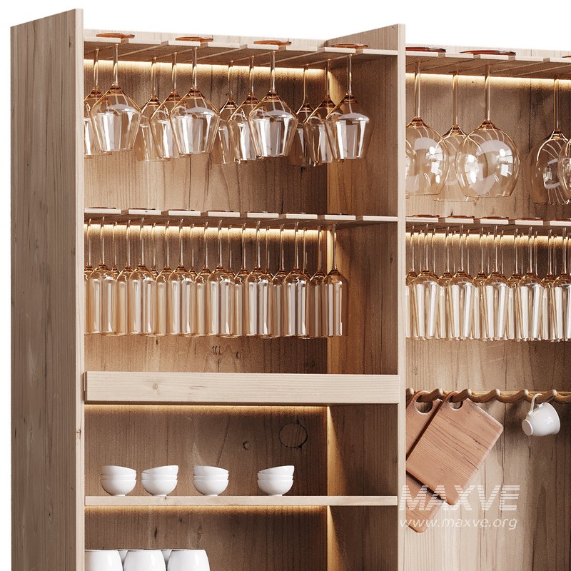 Modern Wine cabinet with dishes and glasses 01 - Image 15