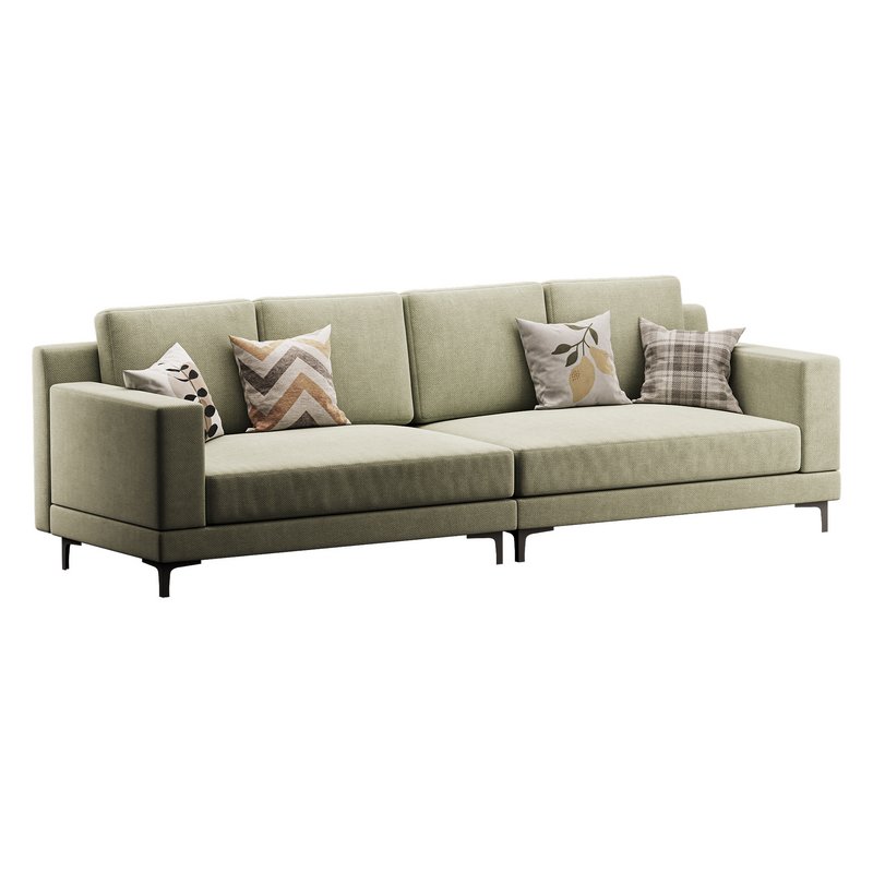 3-seater Modish Cream Solid Color Sofa - Image 2