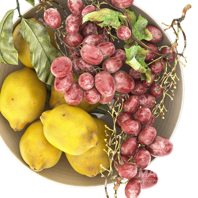 bowl of yellow lemons and grapes - Image 3