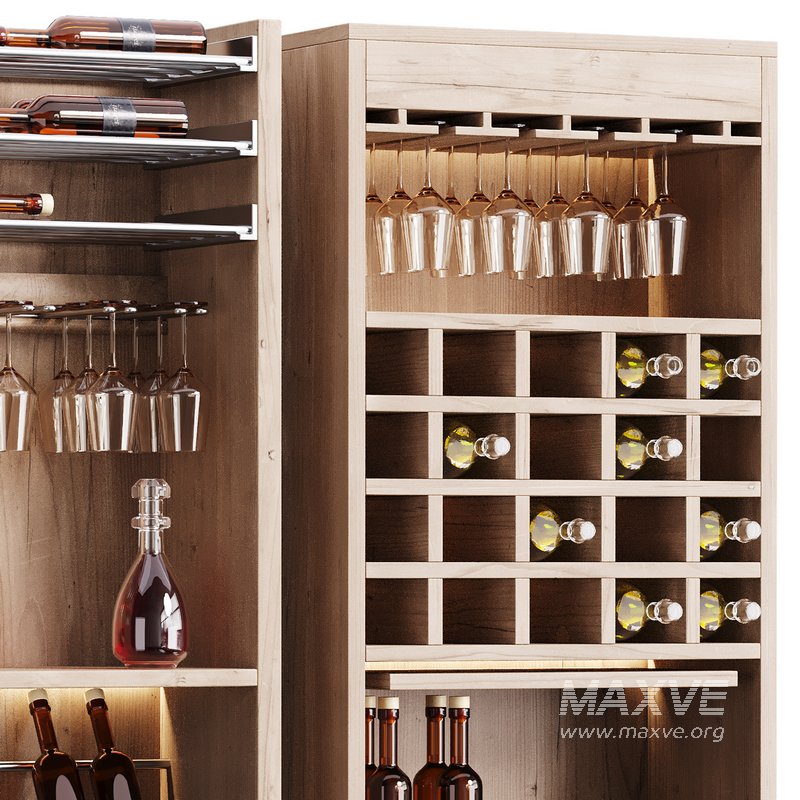 Modern Wine cabinet with dishes and glasses 02 - Image 4