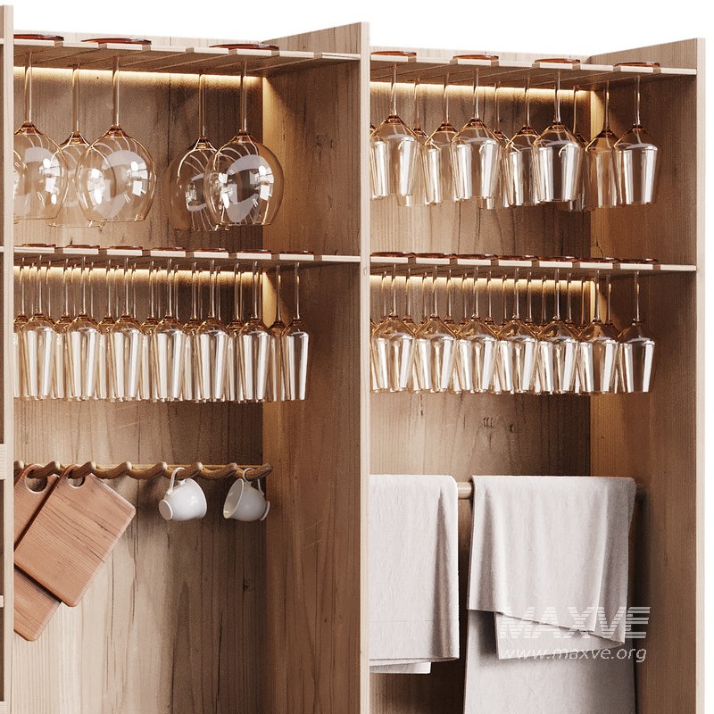 Modern Wine cabinet with dishes and glasses 01 - Image 2