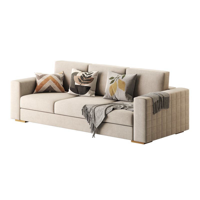 Furniture Port 3 Seater Off White Wooden Sofa - Image 4