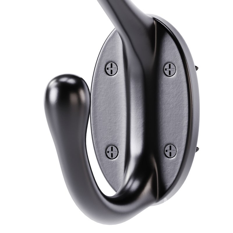 Wrought Iron Double Hook Black for Coats Towels Robes - Image 2