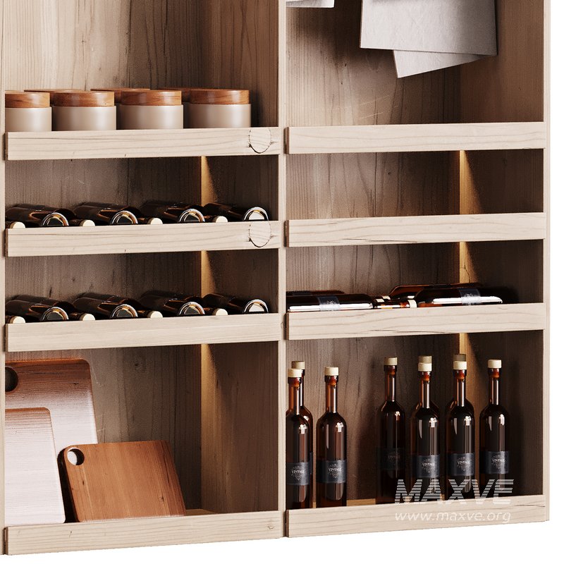 Modern Wine cabinet with dishes and glasses 01 - Image 3
