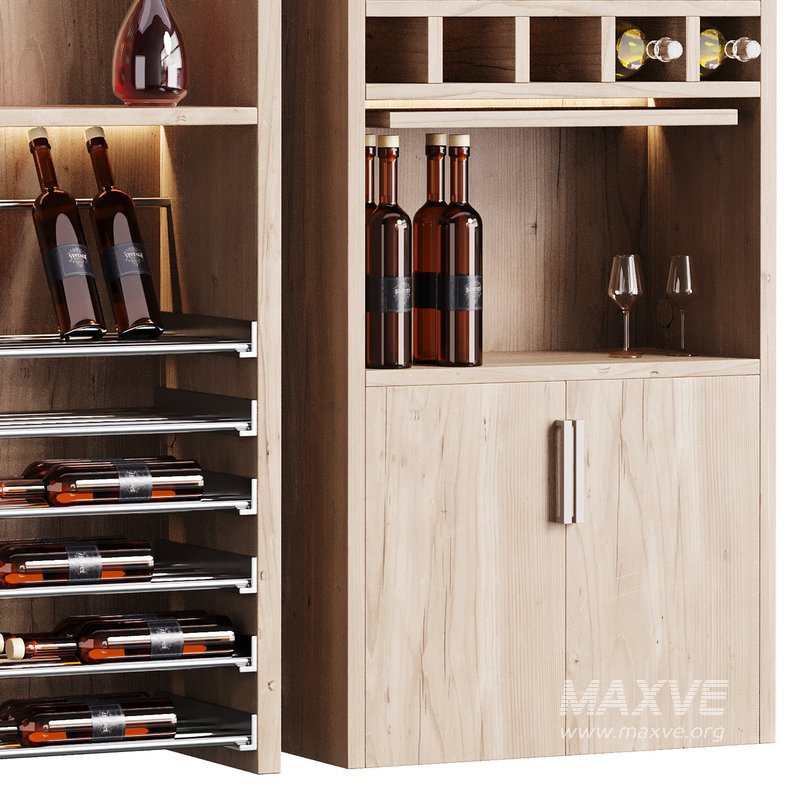 Modern Wine cabinet with dishes and glasses 02 - Image 3