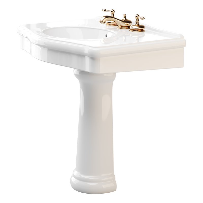 White Porcelain Bathroom Pedestal Sink - Image 3