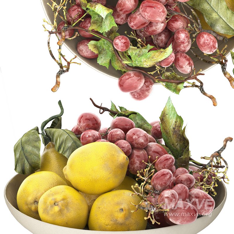 bowl of yellow lemons and grapes - Image 2