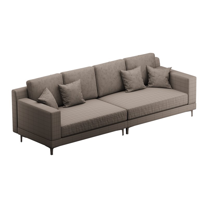 3-seater Modish Cream Solid Color Sofa - Image 14