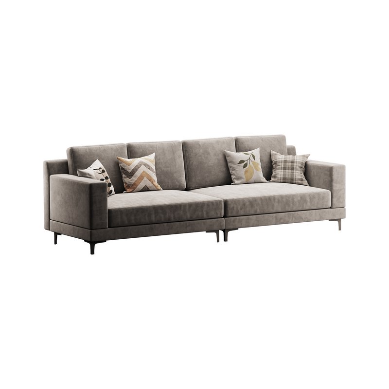 3-seater Modish Cream Solid Color Sofa - Image 1