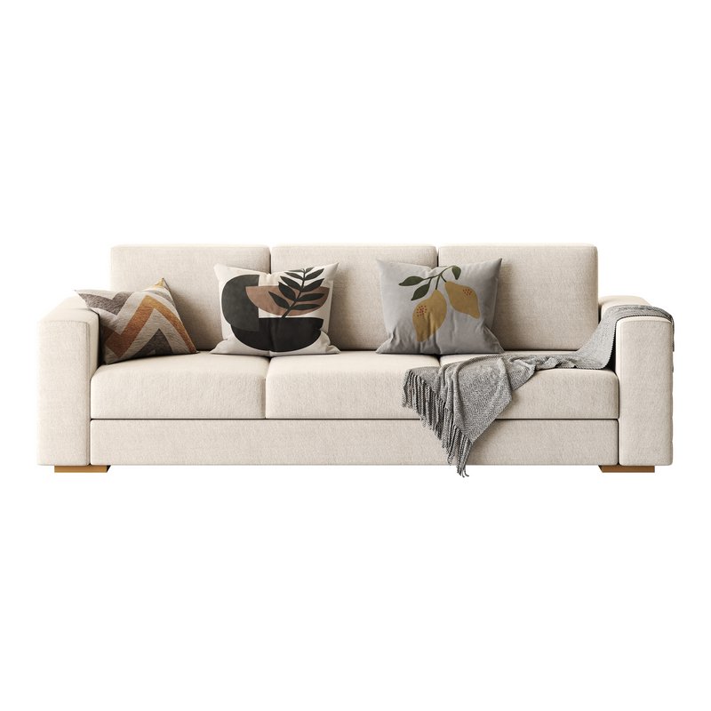 Furniture Port 3 Seater Off White Wooden Sofa - Image 5