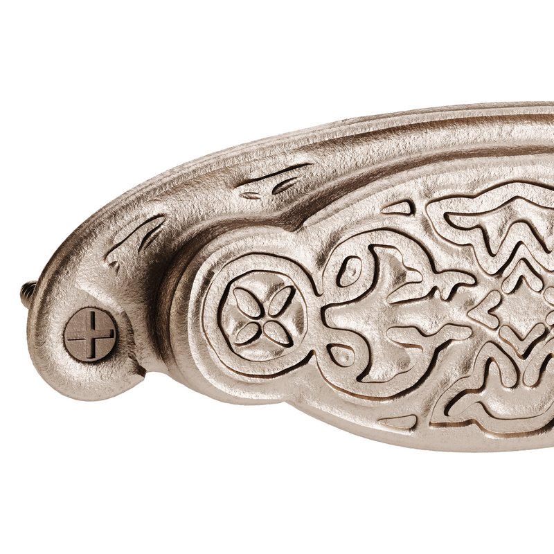 Black Floral Cabinet Drawer Cup Bin Pull Wrought Iron - Image 6