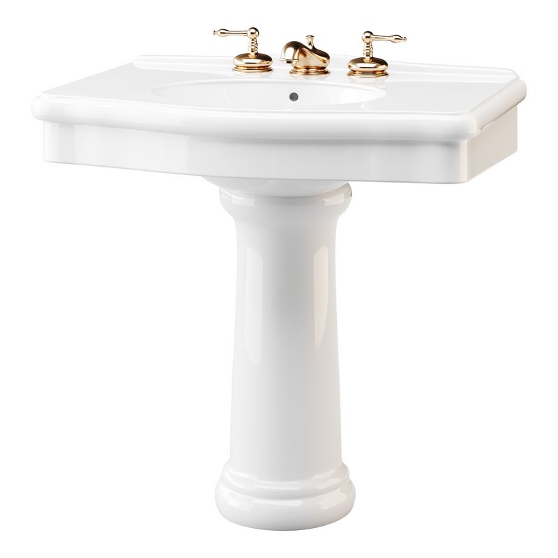 White Porcelain Bathroom Pedestal Sink - Image 6