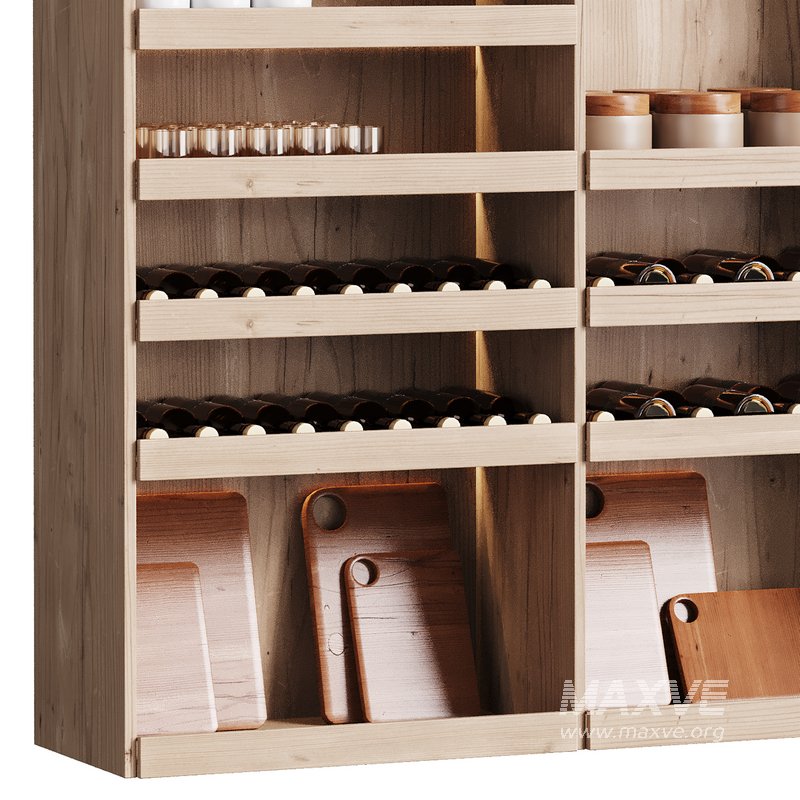 Modern Wine cabinet with dishes and glasses 01 - Image 4
