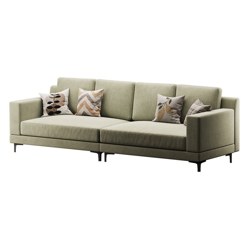 3-seater Modish Cream Solid Color Sofa - Image 6