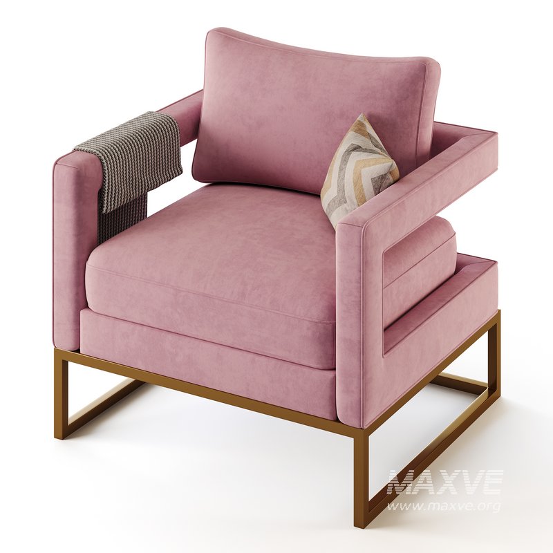 Avery Pink Velvet Chair With - Image 7