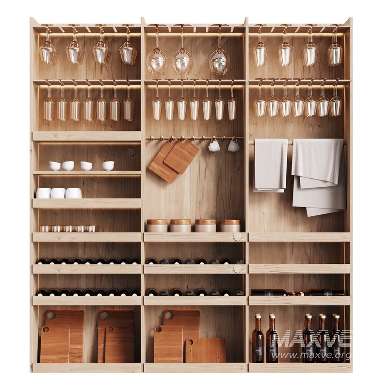 Modern Wine cabinet with dishes and glasses 01 - Image 5