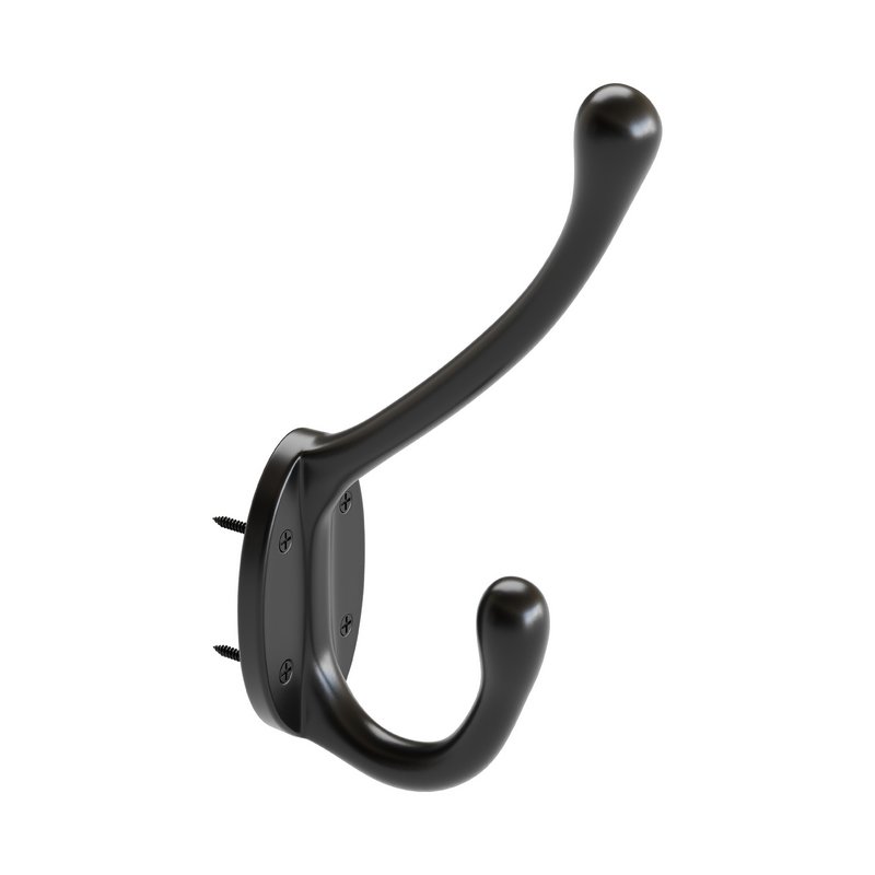 Wrought Iron Double Hook Black for Coats Towels Robes - Image 5