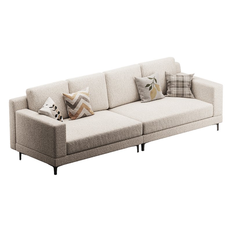 3-seater Modish Cream Solid Color Sofa - Image 7