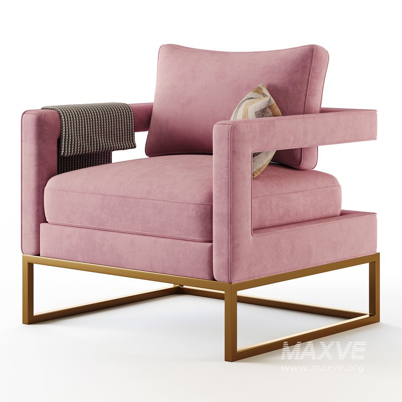 Avery Pink Velvet Chair With - Image 6