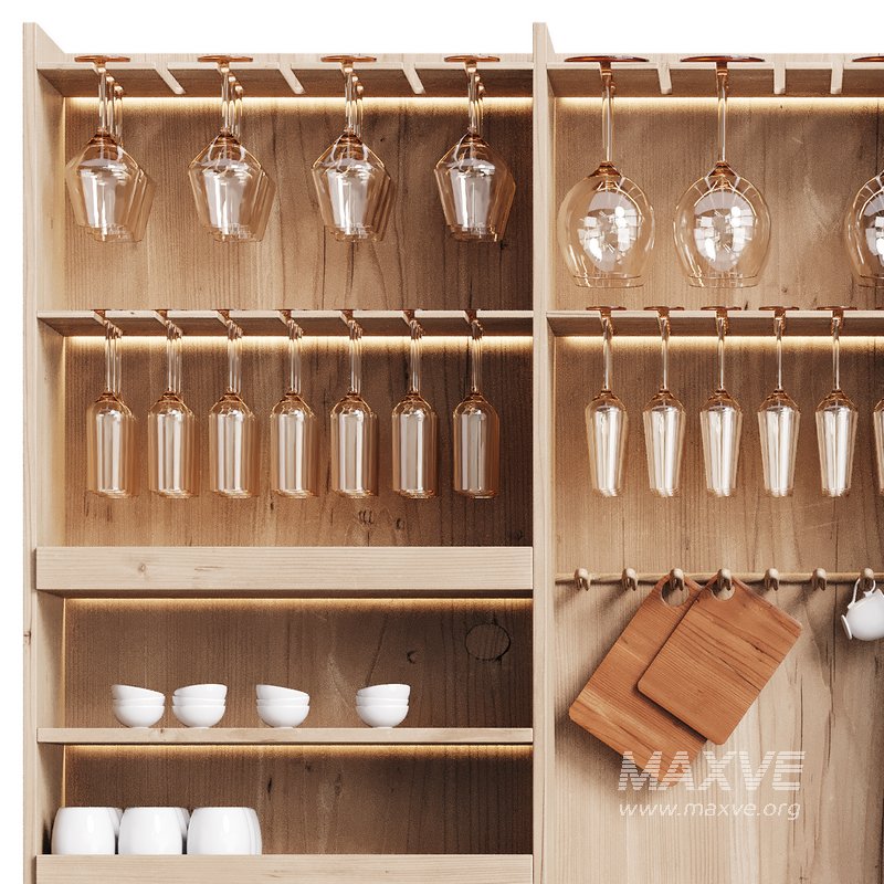 Modern Wine cabinet with dishes and glasses 01 - Image 6