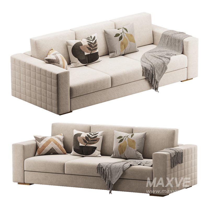 Furniture Port 3 Seater Off White Wooden Sofa - Image 6