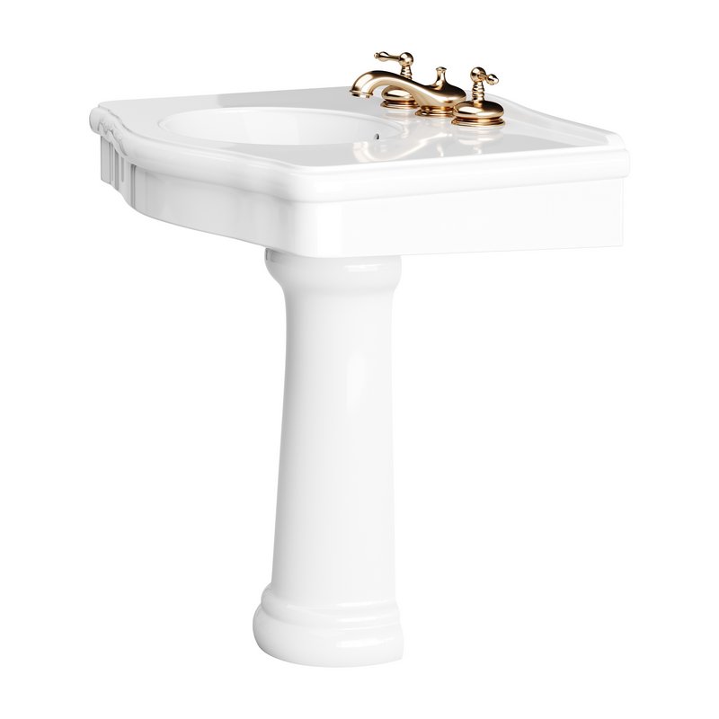 White Porcelain Bathroom Pedestal Sink - Image 8