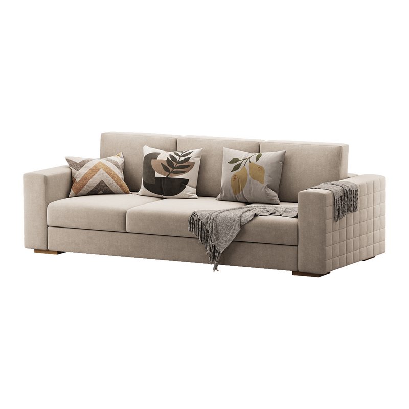Furniture Port 3 Seater Off White Wooden Sofa - Image 7