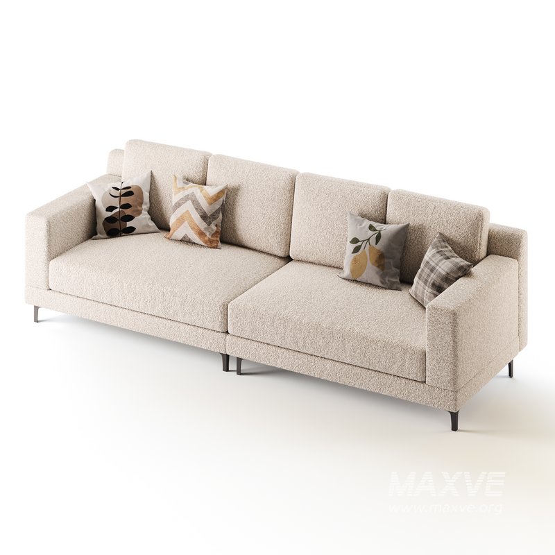 3-seater Modish Cream Solid Color Sofa - Image 9