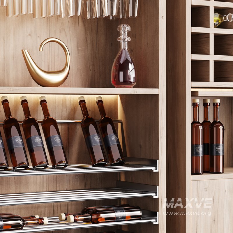 Modern Wine cabinet with dishes and glasses 02 - Image 11