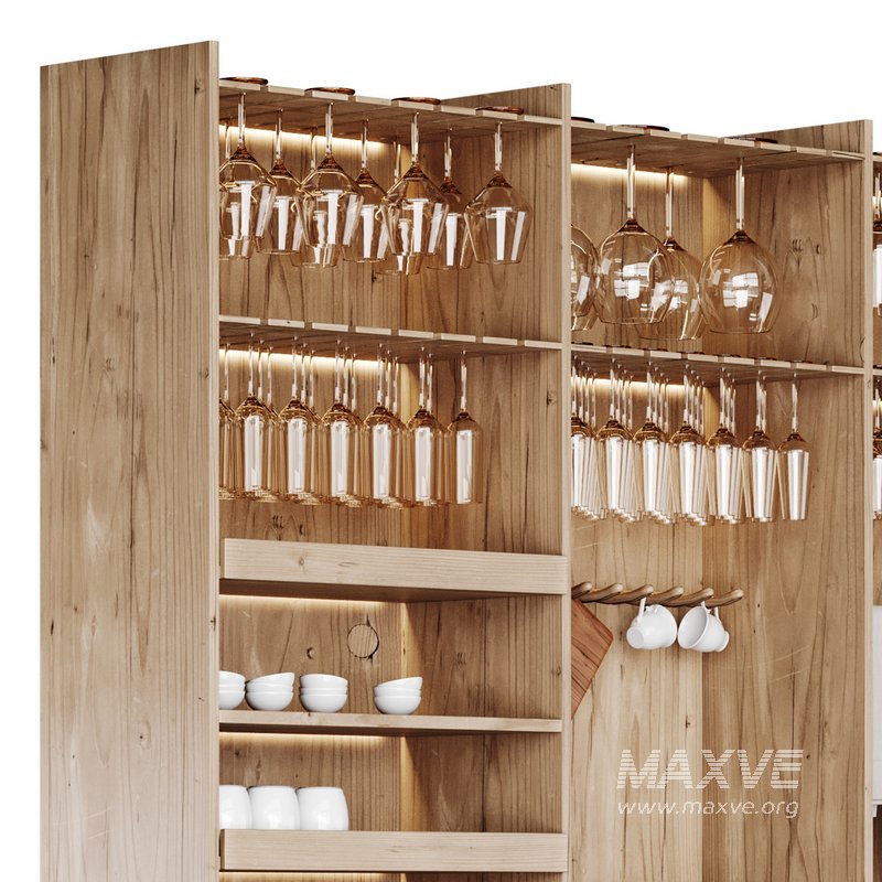 Modern Wine cabinet with dishes and glasses 01 - Image 8