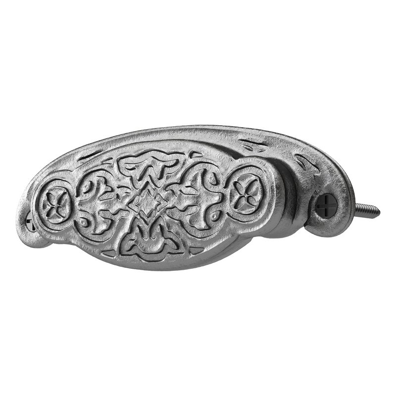 Black Floral Cabinet Drawer Cup Bin Pull Wrought Iron - Image 8