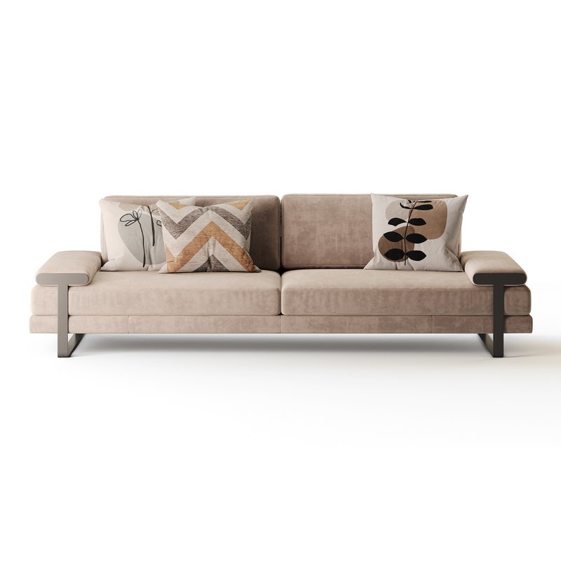 Full Grain Cow Leather Upholstered Sofa - Image 7
