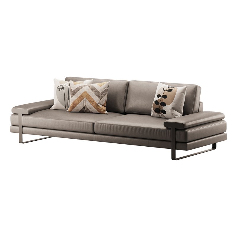 Full Grain Cow Leather Upholstered Sofa - Image 2