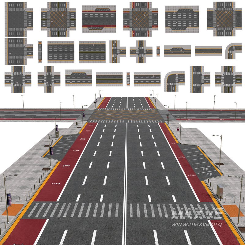 Road Pack Set 01-LowPoly-GameReady - Image 1