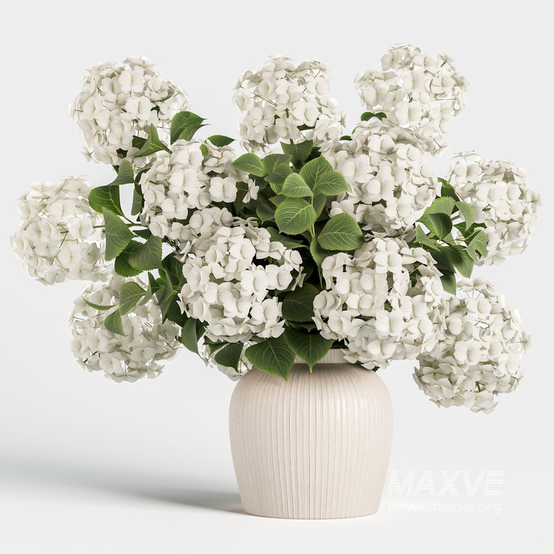 Hydrangea Bouquet in Textured Ceramic Vase 3 Color Variants - Image 3