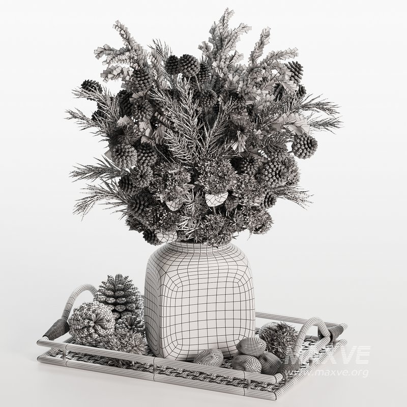 Rustic Winter Centerpiece with Pinecones and Cotton Flowers - Image 4