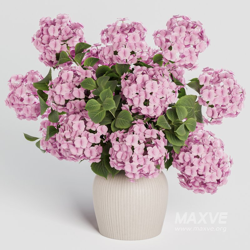 Hydrangea Bouquet in Textured Ceramic Vase 3 Color Variants - Image 1