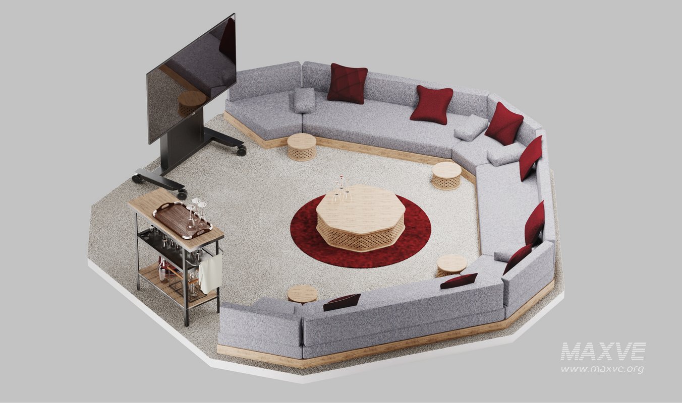 Octagon-Shaped Sectional Sofa - Image 1