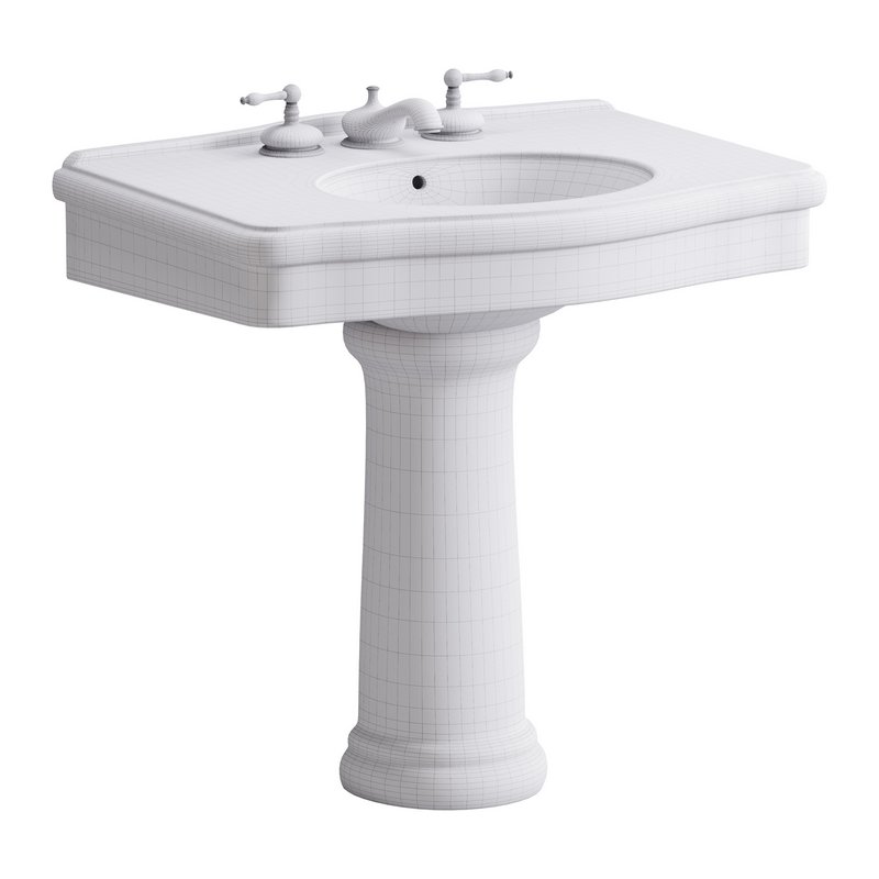 White Porcelain Bathroom Pedestal Sink - Image 14