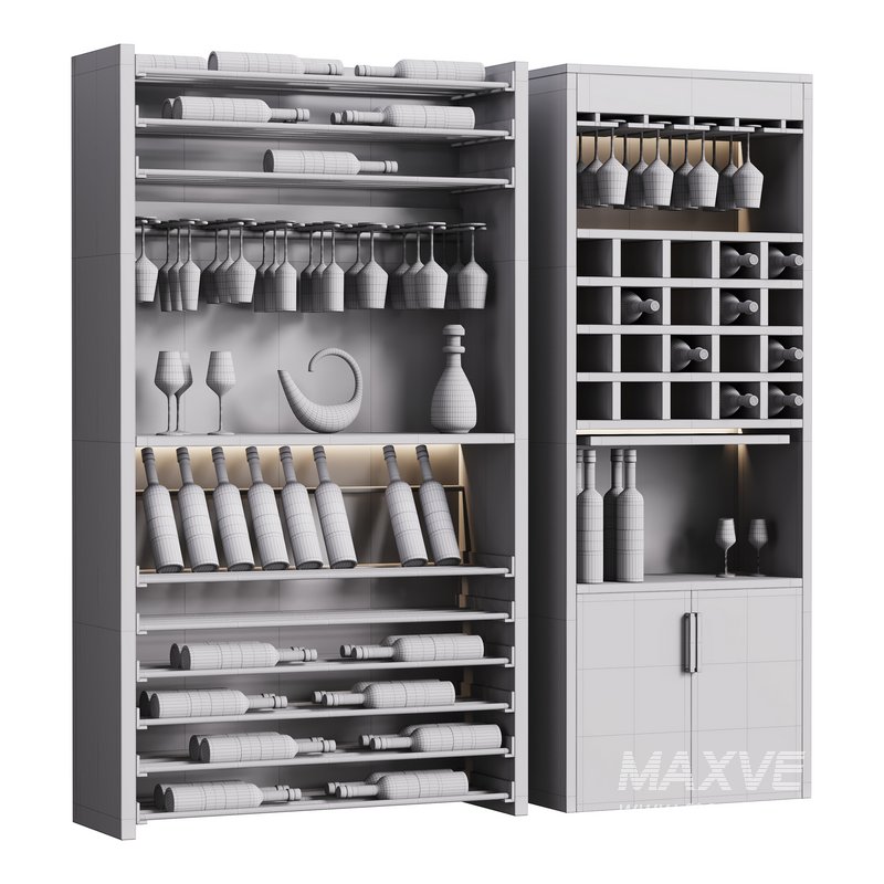 Modern Wine cabinet with dishes and glasses 02 - Image 14