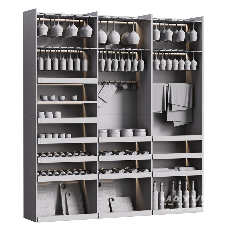 Modern Wine cabinet with dishes and glasses 01 - Image 12