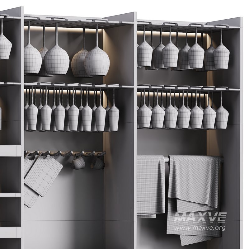 Modern Wine cabinet with dishes and glasses 01 - Image 14