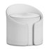 Modern White Round Lamb Wool Vanity Stool with Backrest - Thumbnail 2