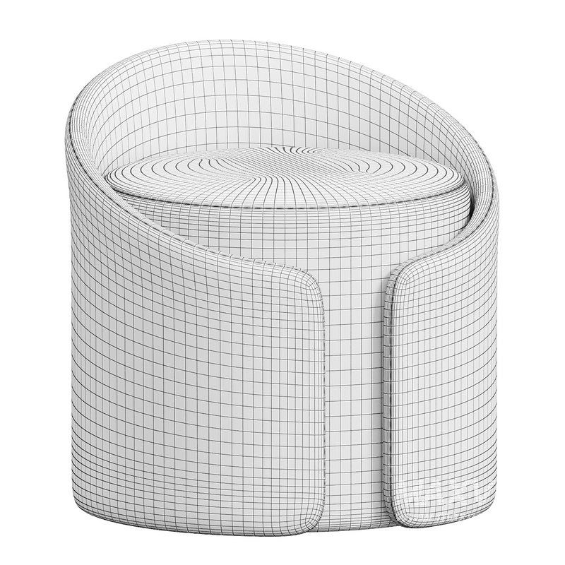 Modern White Round Lamb Wool Vanity Stool with Backrest - Image 2