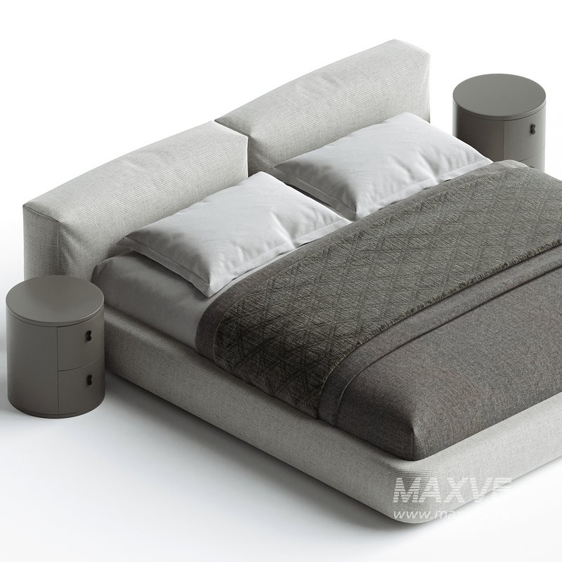 Amos Boucle White Contemporary Rectangular Head Board Bed Frame King Size - Image 2