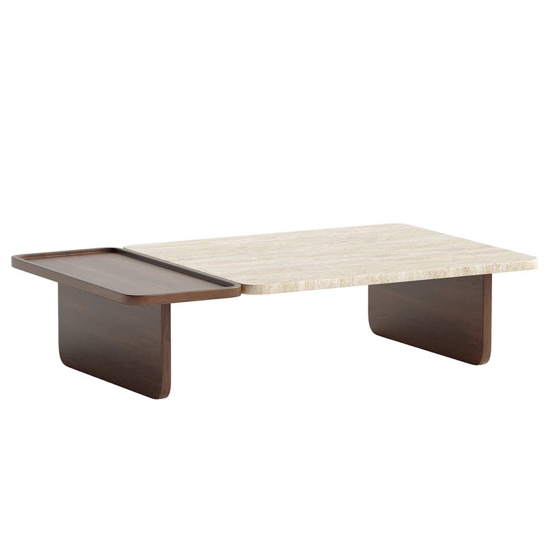 Duo Large Travertine Coffee Table - Image 1
