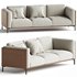 Large bi material sofa 4 places camel - Thumbnail 1